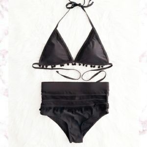 High Waisted Pom Pom Bikini